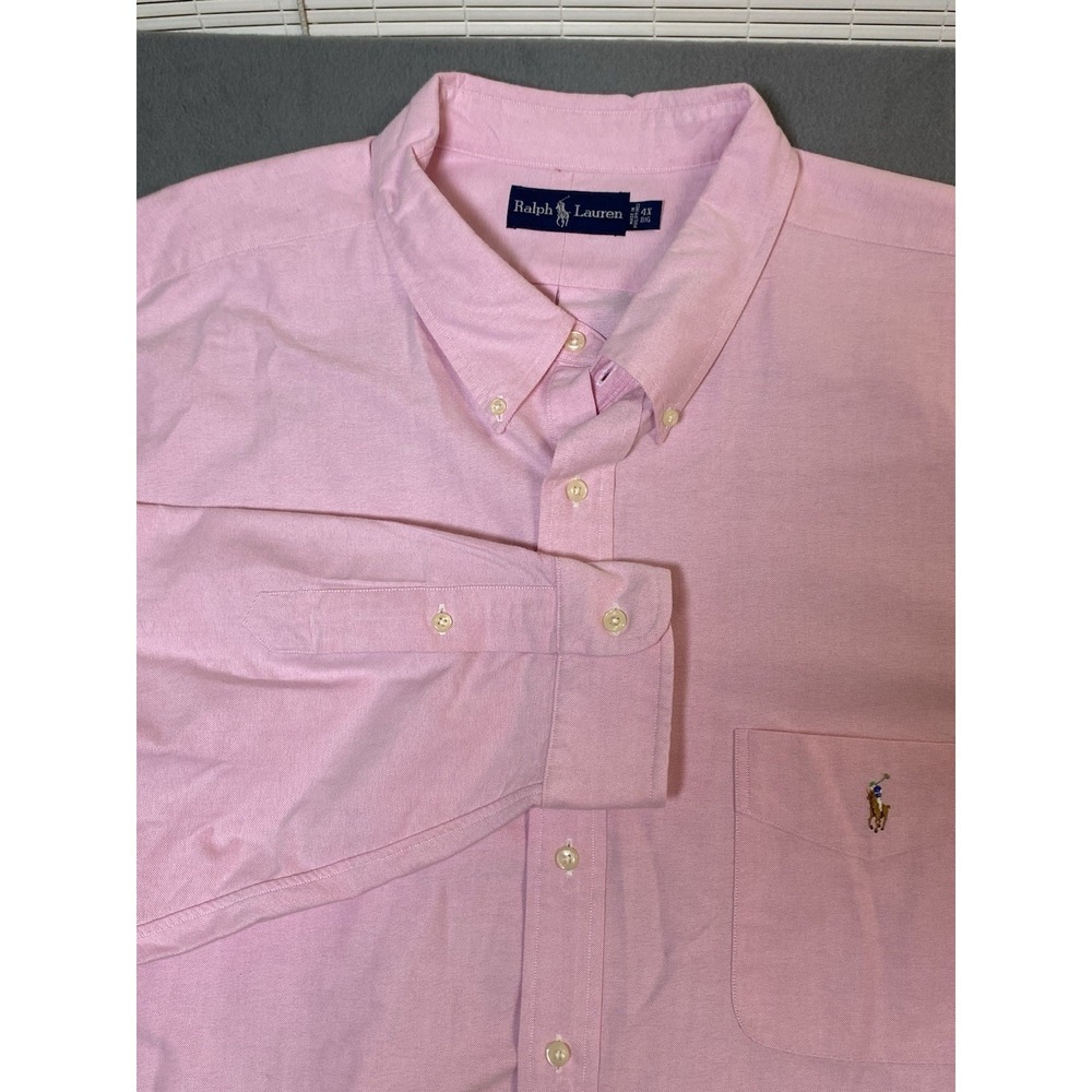 Ralph Lauren Men's 4X Big 100% Linen Button Down Shirt Flesh Pony L/S Pink